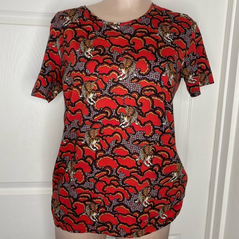 Sandro Paris Tiger Print Graphic Top Sz XS - Picture 2 of 11